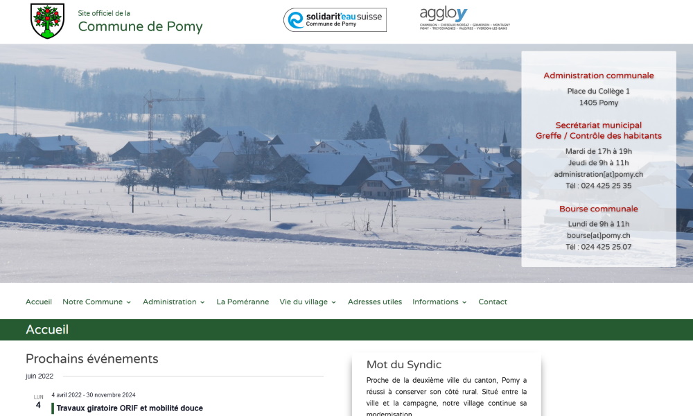 Page d'accueil du site de la commune de Pomy